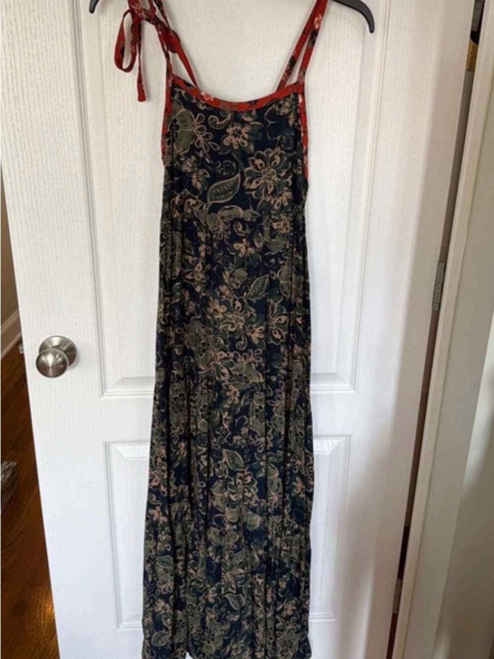 NATURAL LIFE Navy Floral Maxi Dress with Tie Straps